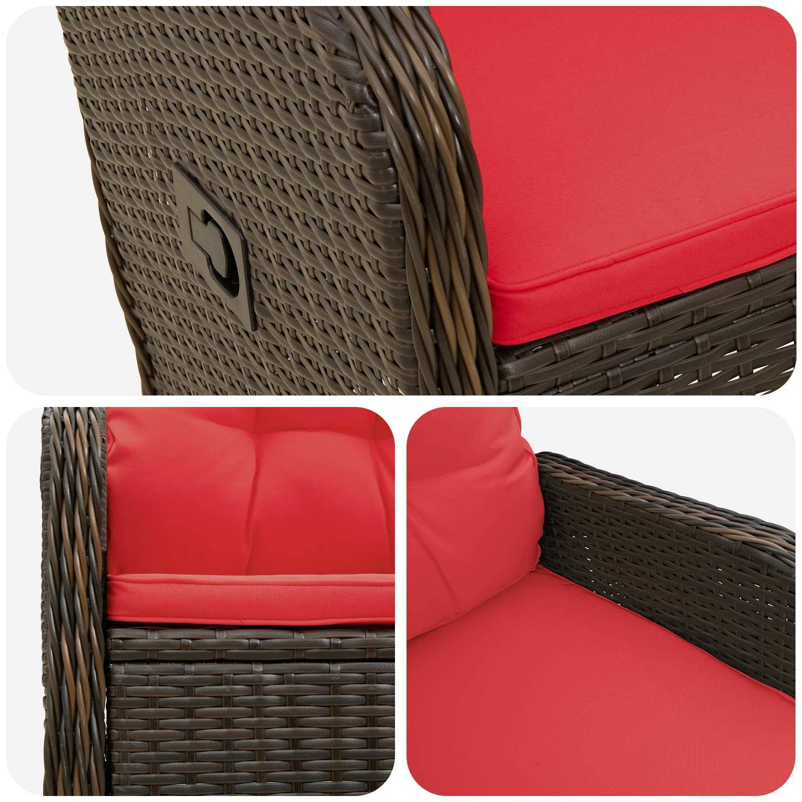 Vidaxl - Chaise de jardin inclinable Marron et rouge polyrotin vidaXL 42027157 - Image 8