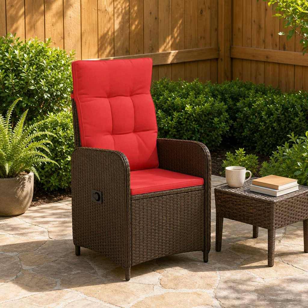 Vidaxl - Chaise de jardin inclinable Marron et rouge polyrotin vidaXL 42027157 - Image 1