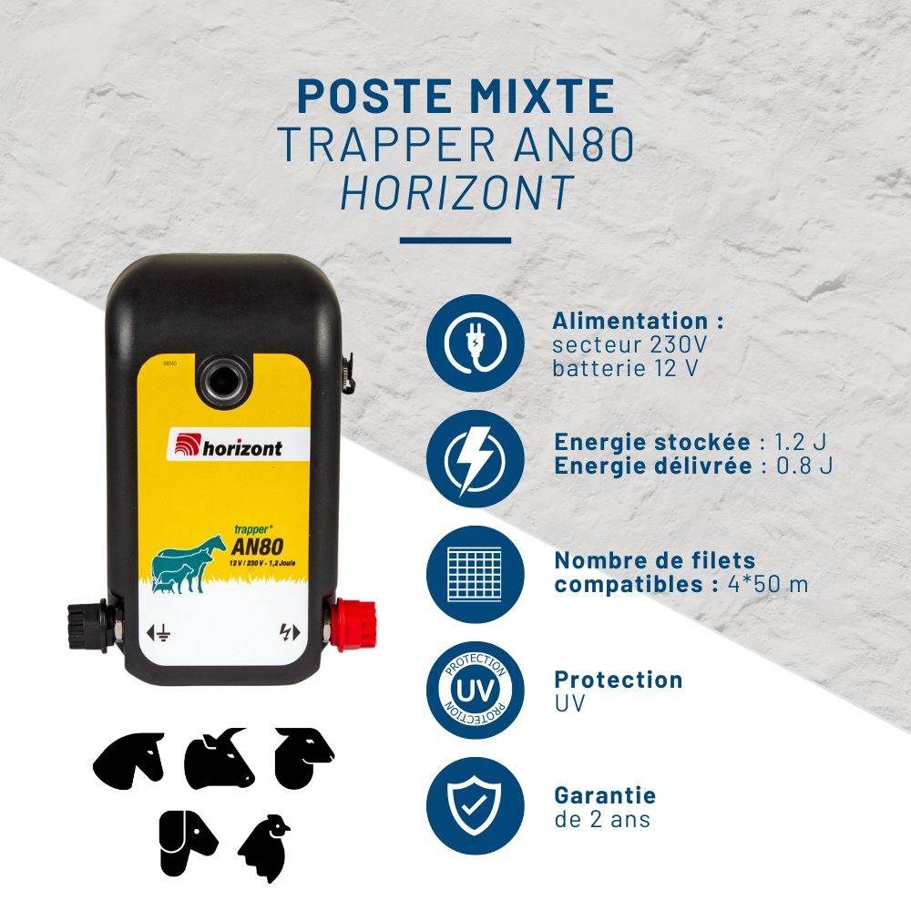 Horizont - Kit clôture pour moutons filet 50m poste mixte - Imagen 2