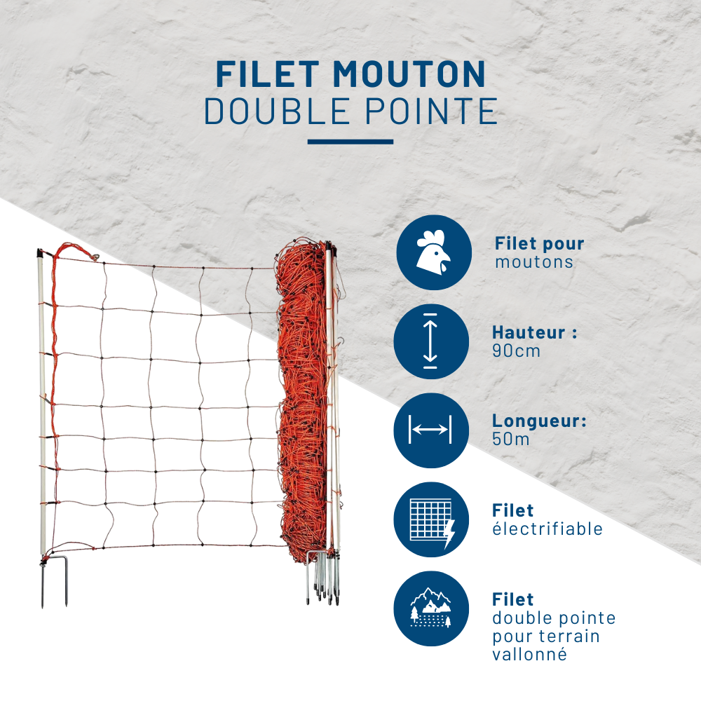 Horizont - Kit clôture pour moutons filet 50m poste mixte - Imagen 3