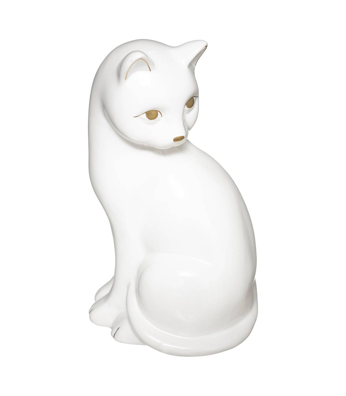Objet déco Chat blanc en céramique H 26 cm - Imagen 1