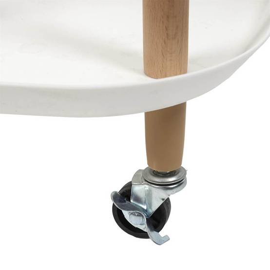 Desserte sur roulettes en Métal imitation bois et Plateaux en Plastique Blancs - KALIO - Image 6