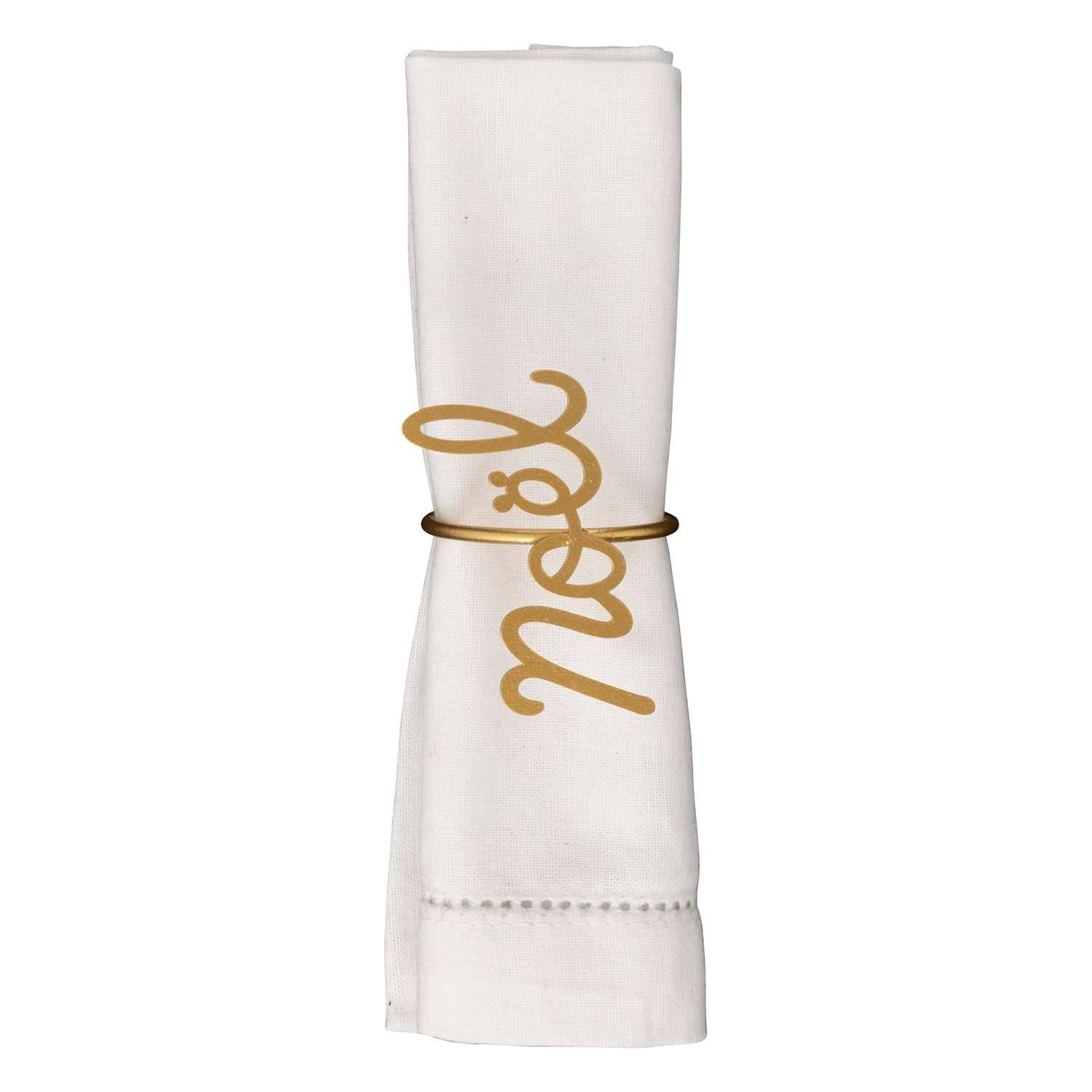 Atmosphera - Lot de 2 ronds de serviettes Noël en métal - Doré - Atmosphera