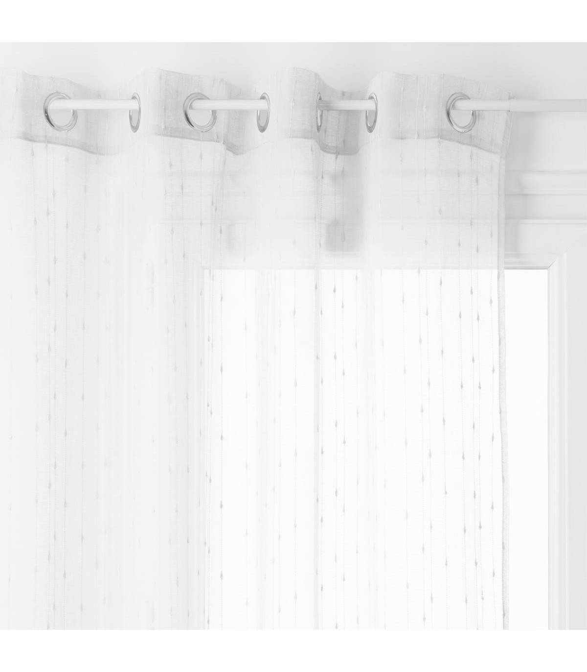 Voilage à œillets Blanc avec fines rayures en relief 140 x 260 cm - Imagen 1
