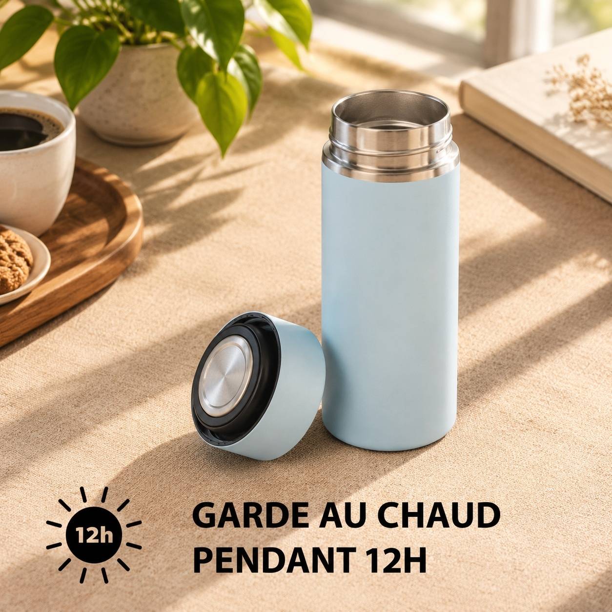 Théière Isotherme Inox Léopard Avec 2 Filtres 12h Chaud 24h Froid Réutilisable - Image 2