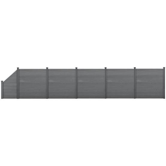 Helloshop26 - Clôture brise vue brise vent bois composite (WPC) quadratique et oblique 183 x 973 cm gris - Imagen 1