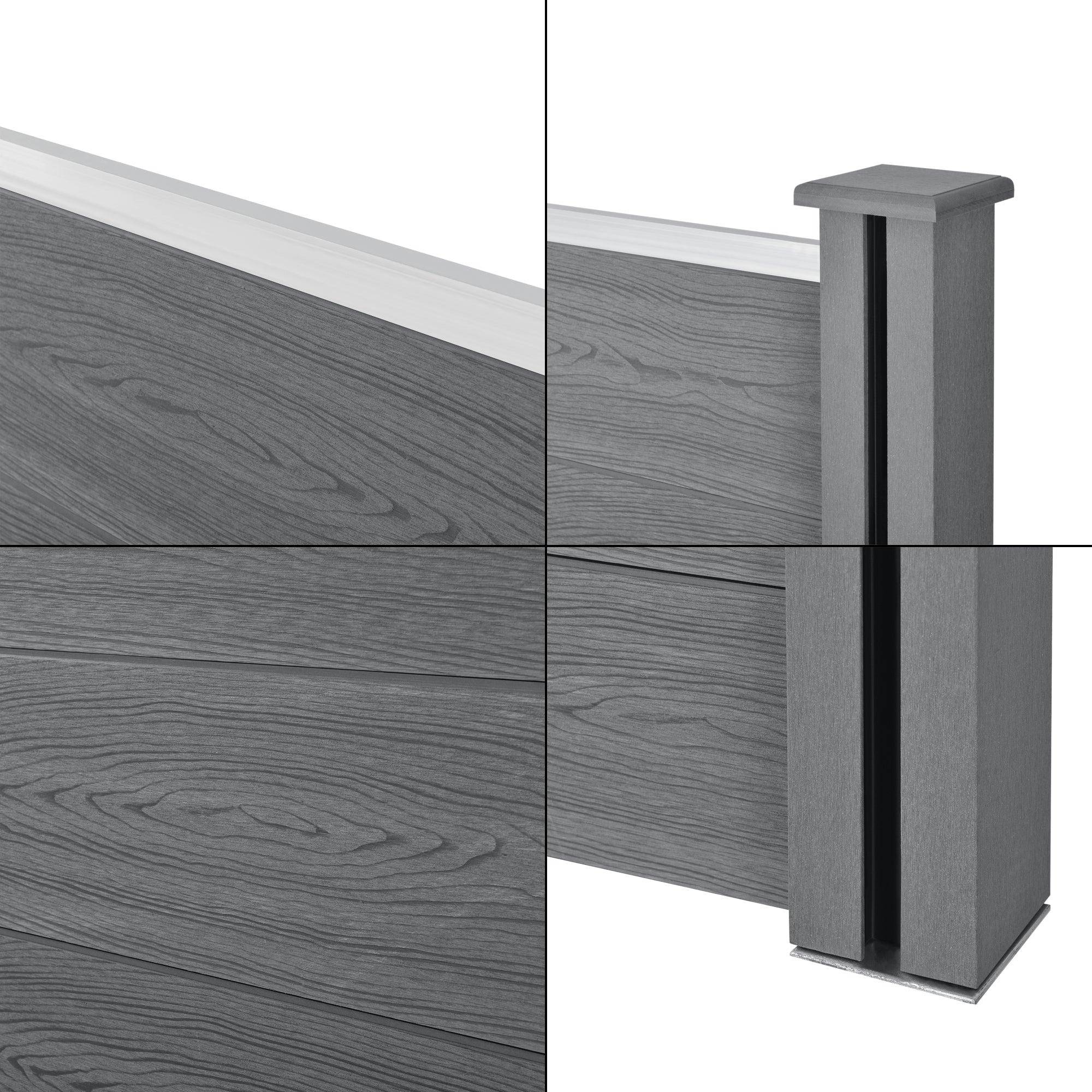 Helloshop26 - Clôture brise vue brise vent bois composite (WPC) quadratique et oblique 183 x 973 cm gris - Imagen 3