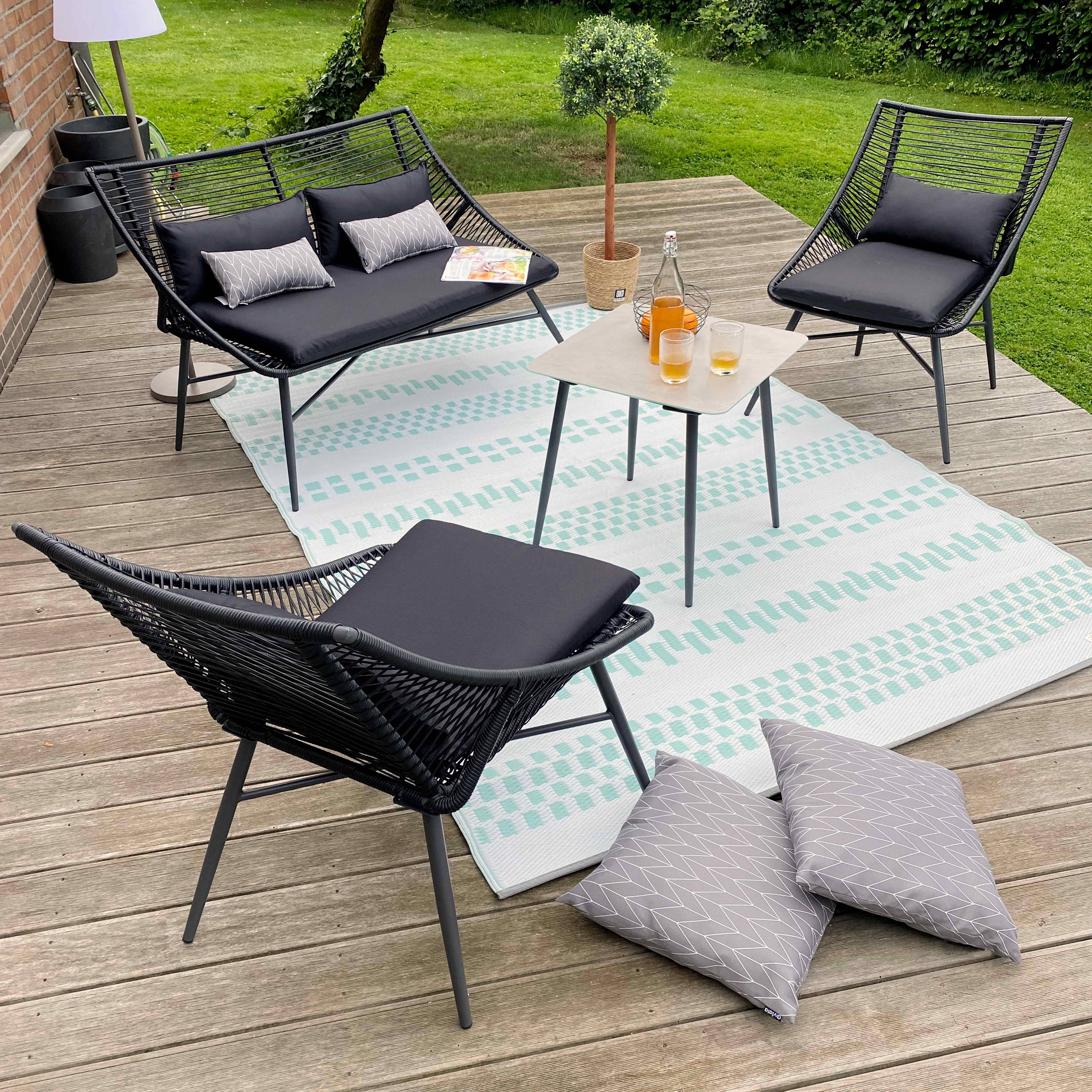 Oviala Lot De 2 Tables Basses Gigognes Palavas – Acier Anthracite, Design Moderne Jardin/Terrasse