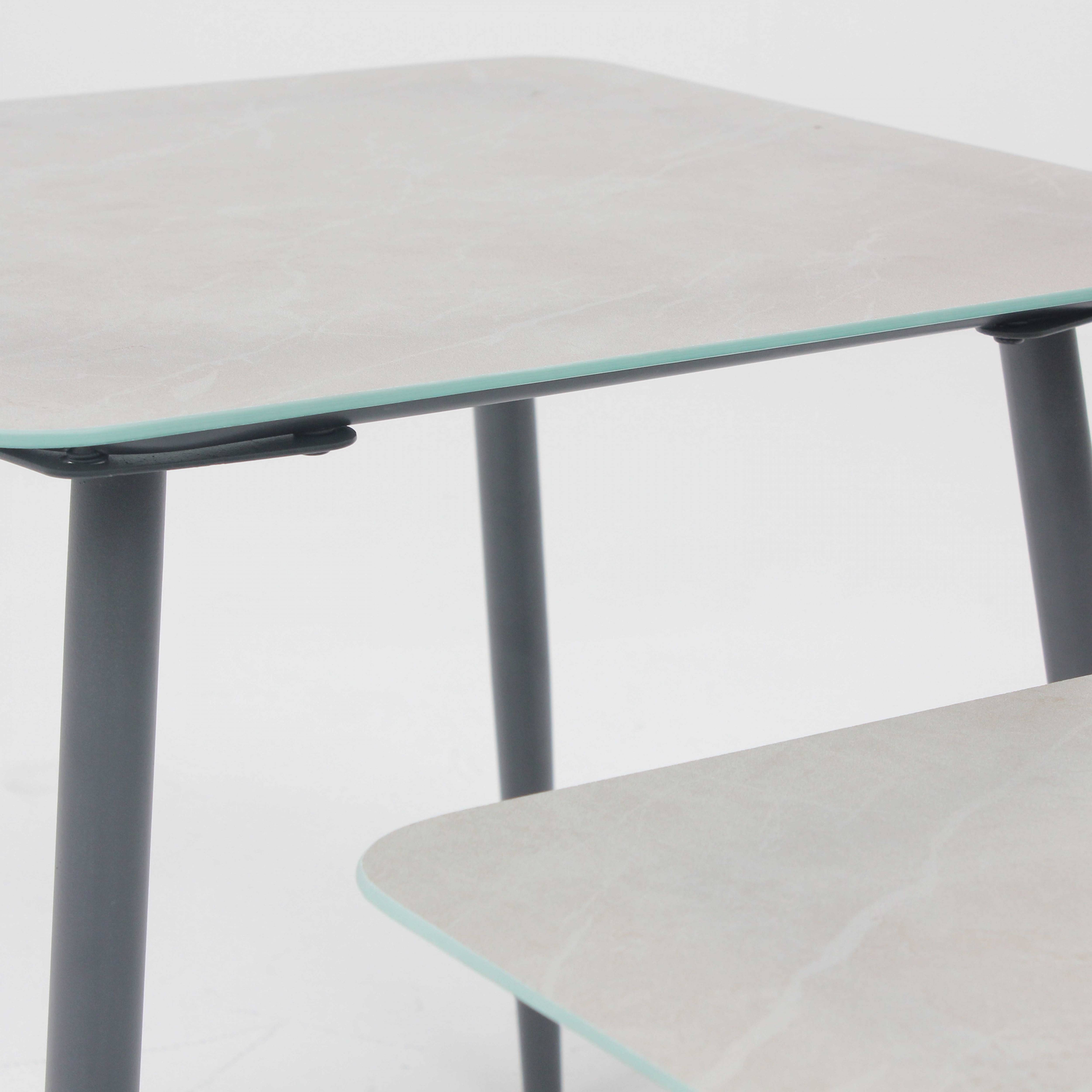 Oviala - Lot de 2 tables basses de jardin en acier gris Costa Rica - Oviala - Imagen 4
