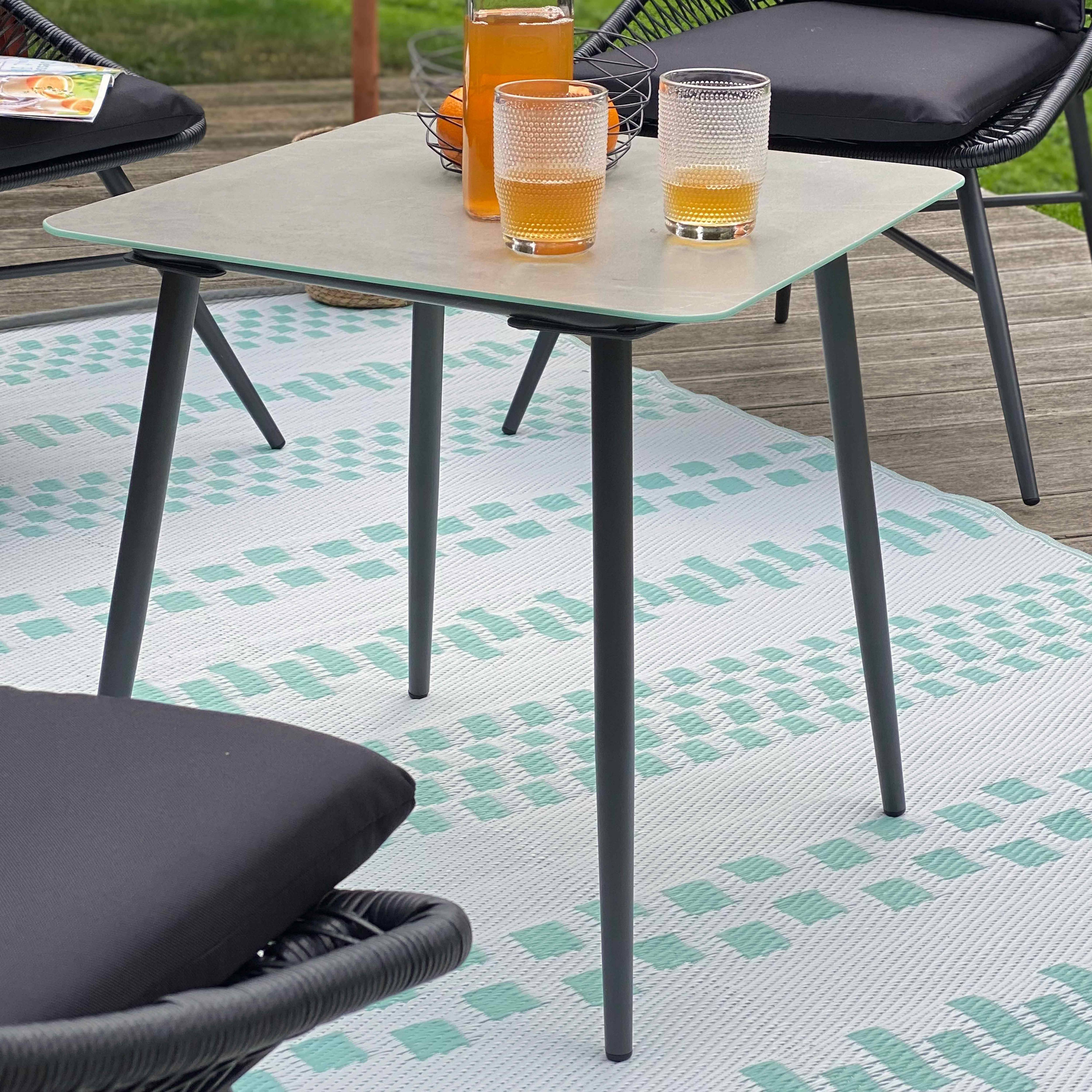 Oviala - Lot de 2 tables basses de jardin en acier gris Costa Rica - Oviala - Imagen 5