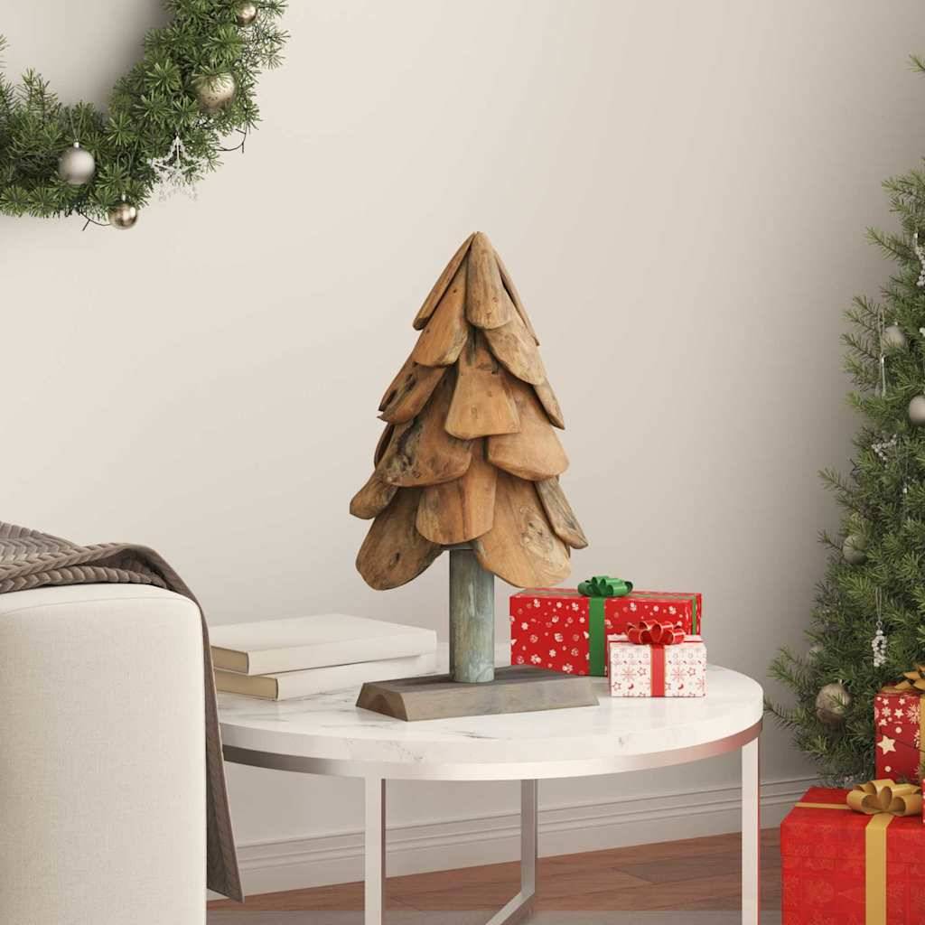 Sapin de Noël rustique en bois de teck massif décoration naturelle 60 cm – ComfortXL Outdoor Living - Image 3