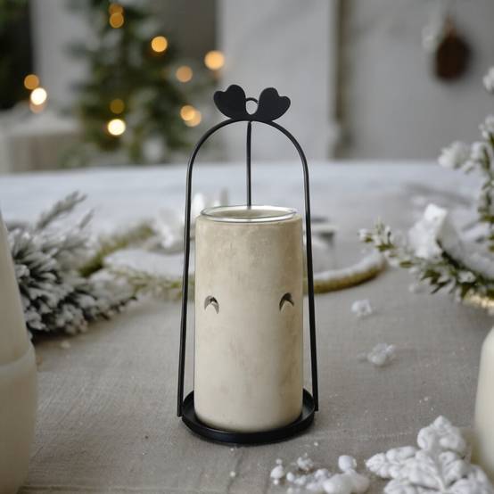 Brûle Parfum Tres - Brûleur Cire Parfumée – Diffuseur Parfum d'Ambiance – Bougeoir en Ciment et Métal - Haut: 21 cm - Zen'Arôme - Image 4