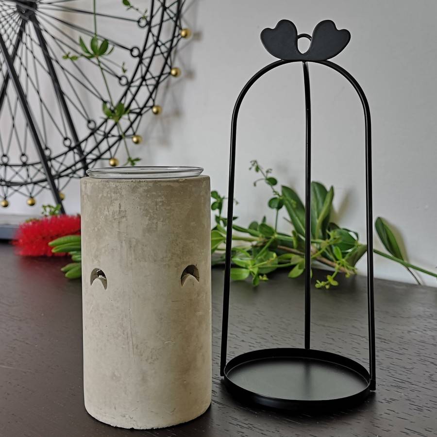 Brûle Parfum Tres - Brûleur Cire Parfumée – Diffuseur Parfum d'Ambiance – Bougeoir en Ciment et Métal - Haut: 21 cm - Zen'Arôme - Image 7