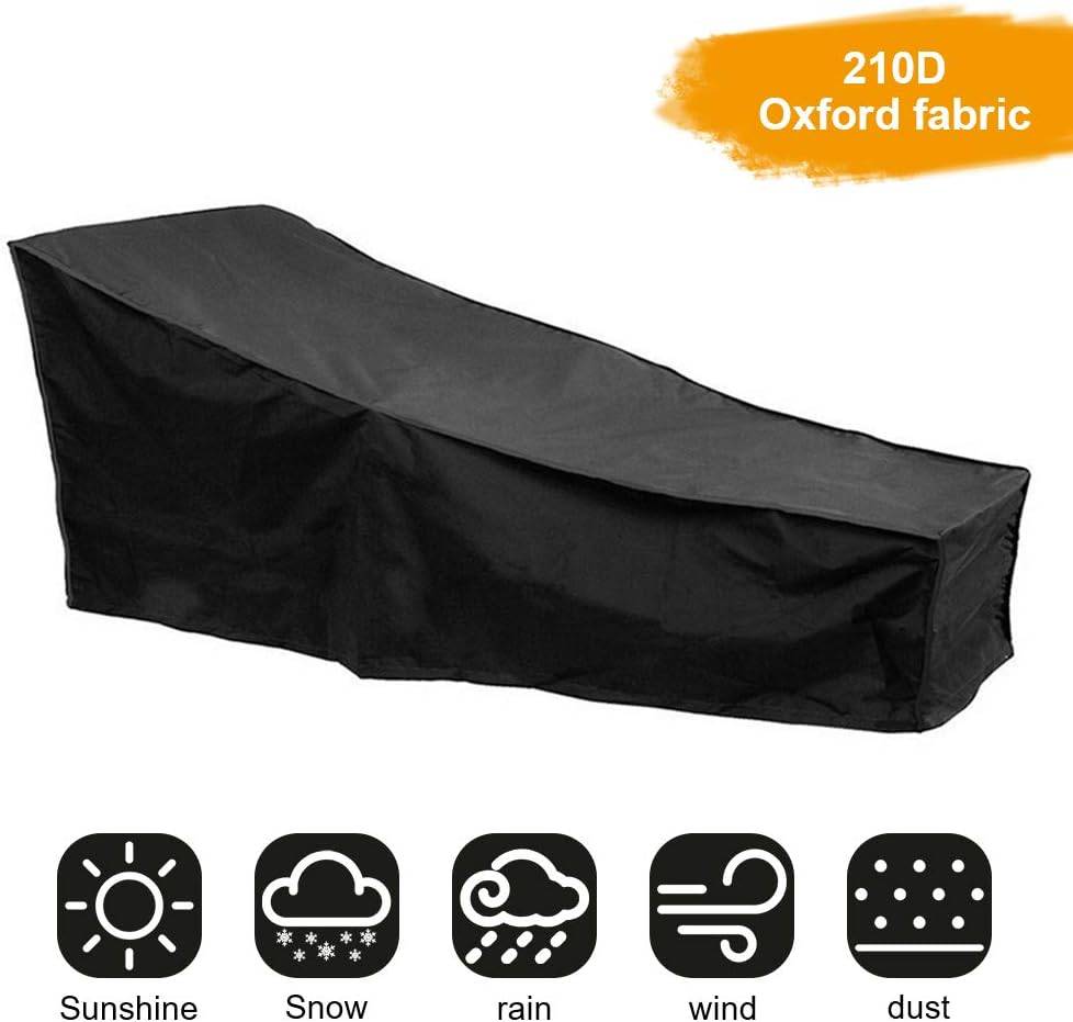 IntiMeg - Housse de protection pour chaise longue de jardin Housse de chaise longue Oxford avec cordon réglable, 208 * 76 * 79 / 41CM (noir) IntiMeg - Image 1