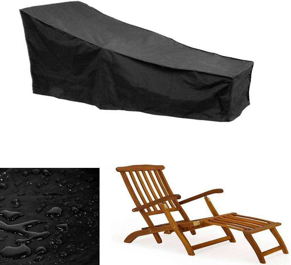 IntiMeg - Housse de protection pour chaise longue de jardin Housse de chaise longue Oxford avec cordon réglable, 208 * 76 * 79 / 41CM (noir) IntiMeg - Image 3