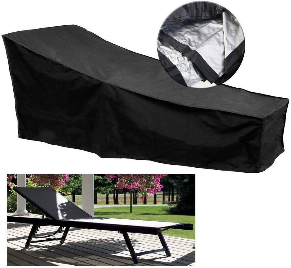 IntiMeg - Housse de protection pour chaise longue de jardin Housse de chaise longue Oxford avec cordon réglable, 208 * 76 * 79 / 41CM (noir) IntiMeg - Image 2