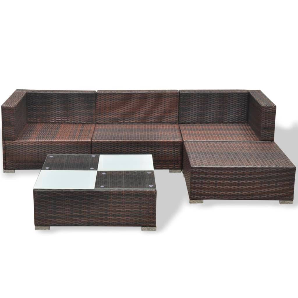 Vidaxl - Salon de jardin avec coussins 5 pcs Résine tressée Marron vidaXL 41871 - Imagen 8