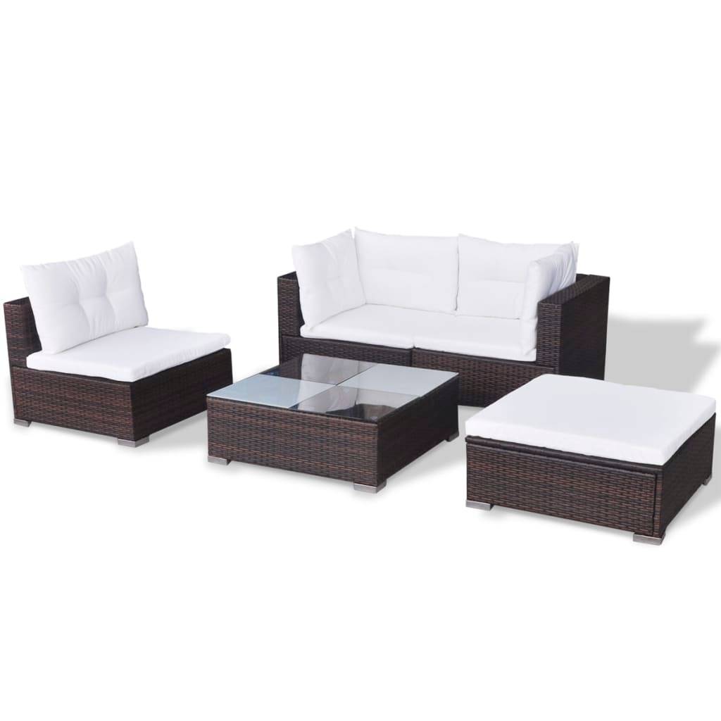 Vidaxl - Salon de jardin avec coussins 5 pcs Résine tressée Marron vidaXL 41871 - Imagen 6