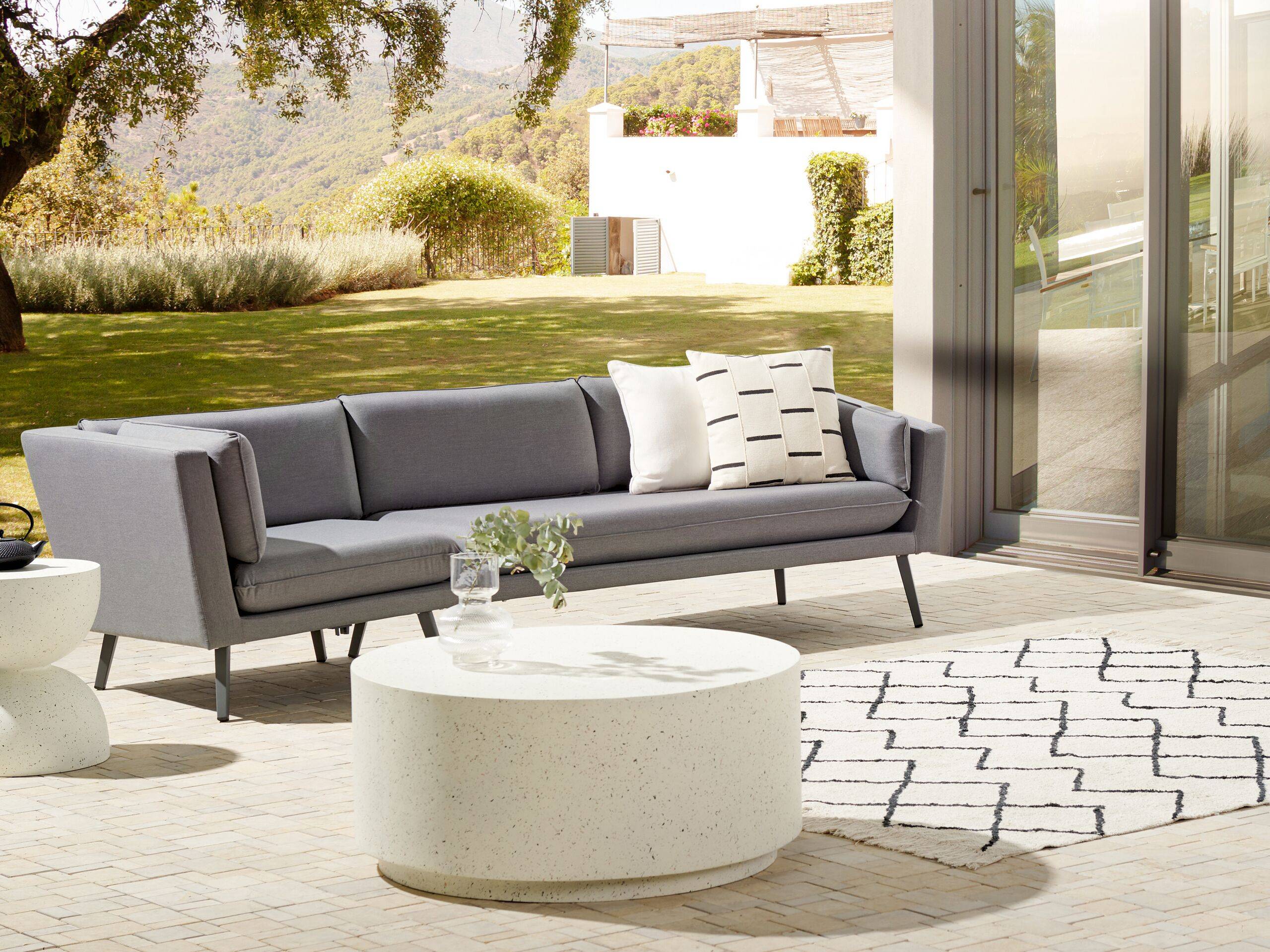 Beliani - Canapé de jardin, 3 Personnes Tissu Gris LORETELLO - Beliani - Imagen 1