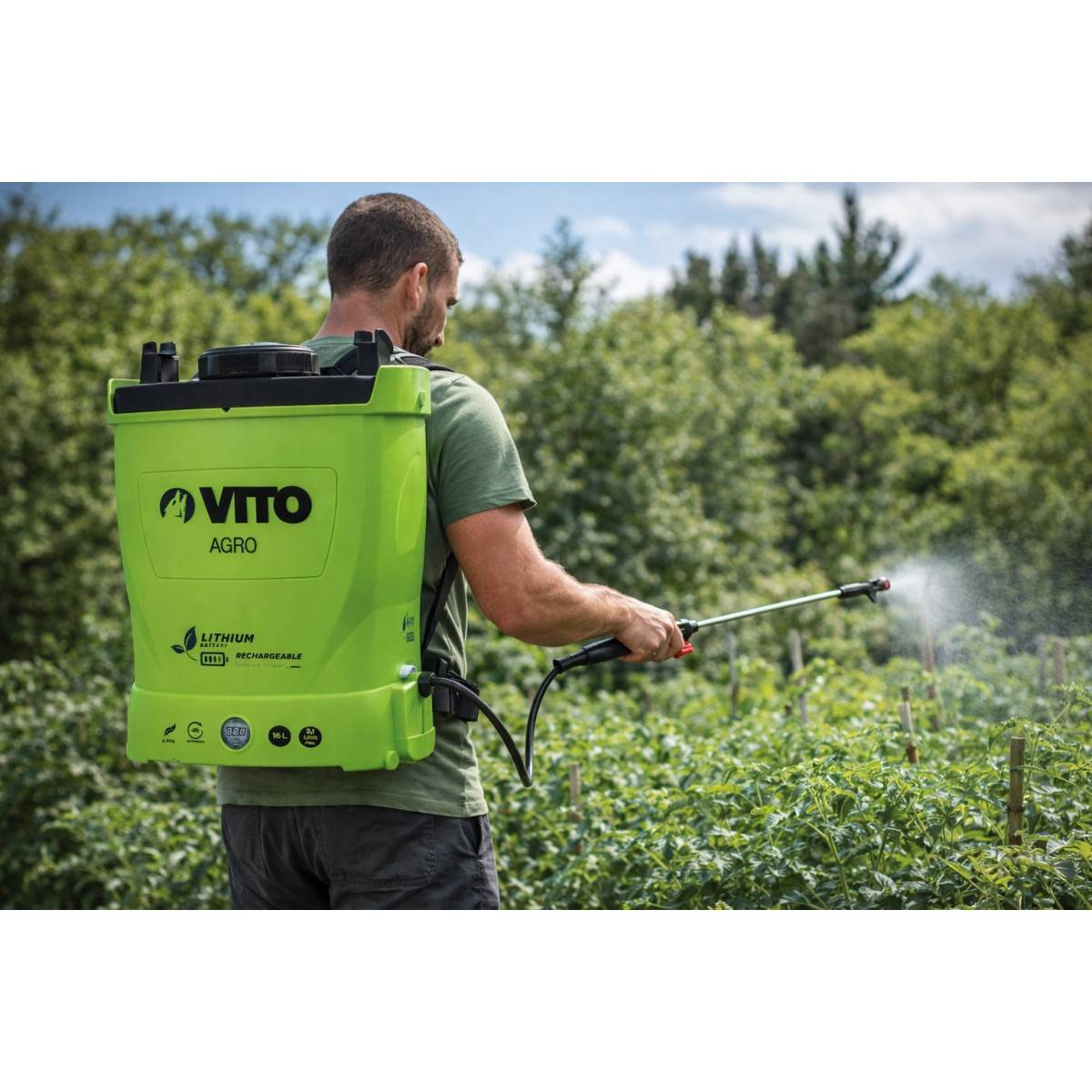 Pulvérisateur Electrique à Batterie Lithium 12V/8AH 16L 6 bars Chargeur Végétaux jardin toitures VITO - Imagen 3