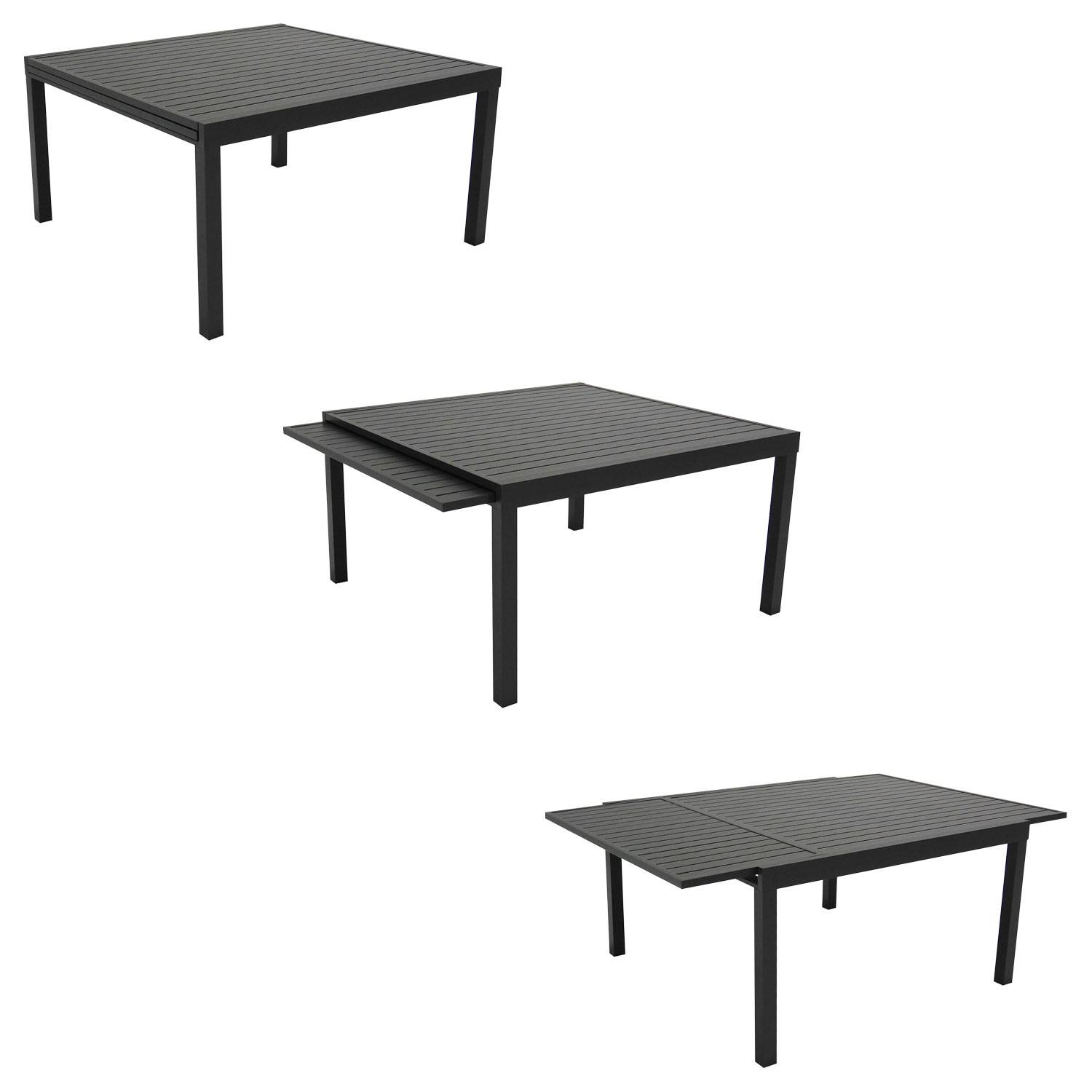 Happy Garden - Salon de jardin extensible 10 places de 140/200cm en textilène gris - aluminium anthracite VENEZIA - HAPPY GARDEN - Imagen 2