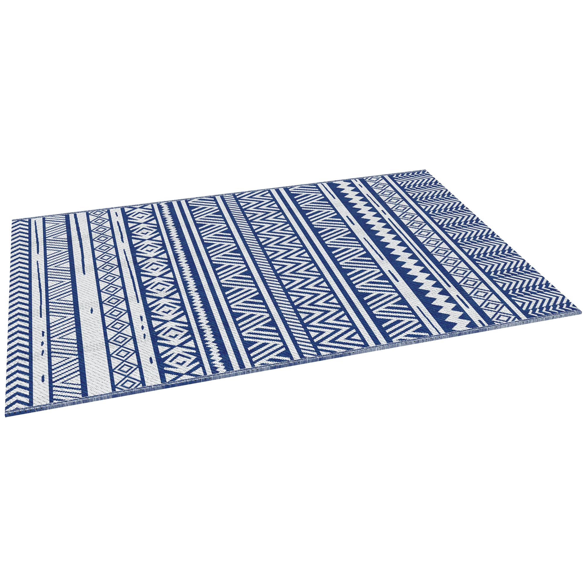 Tapis extérieur réversible Polypropylène Jardin terrasse Motif 182x274cm Bleu - ComfortXL Outdoor Living - Image 2