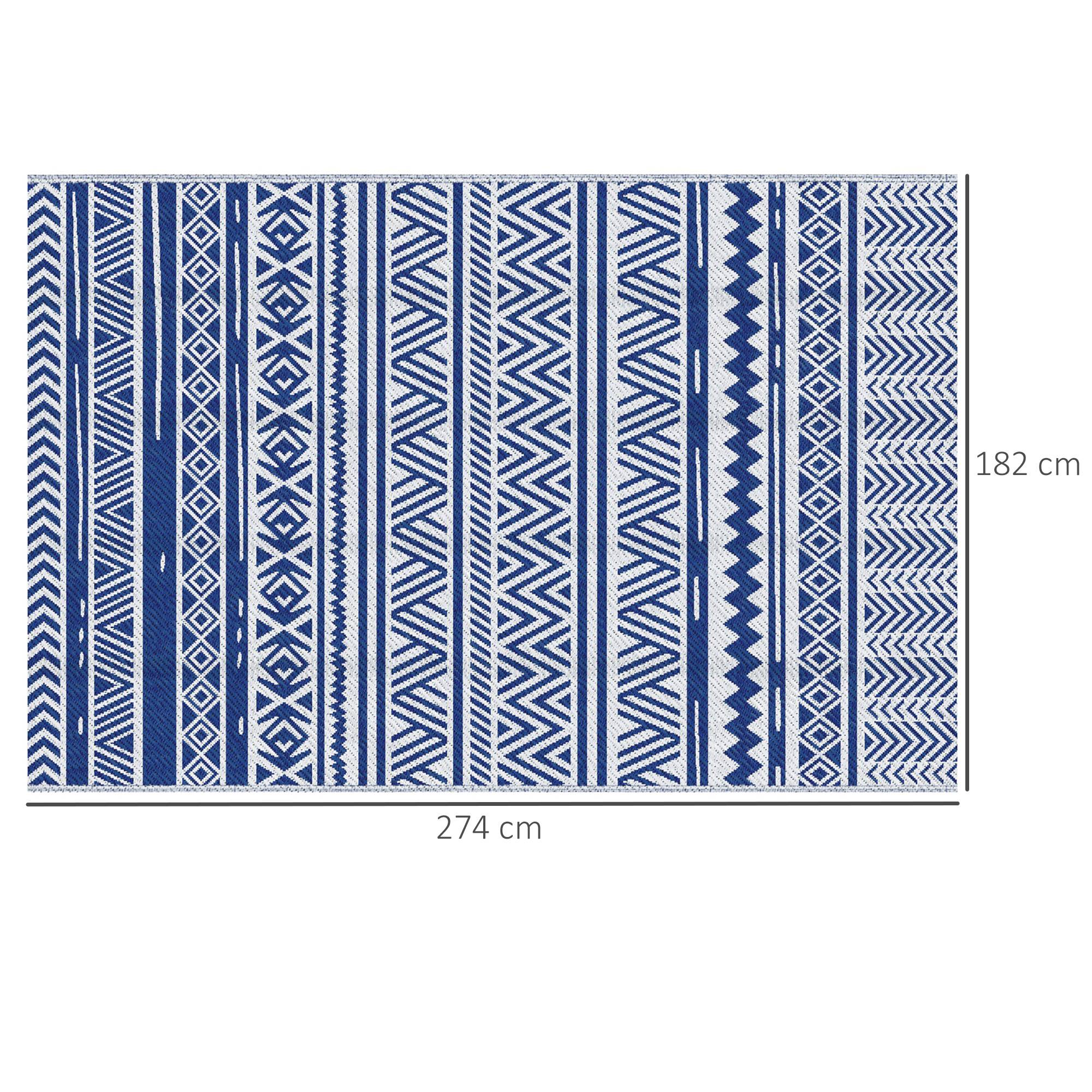 Tapis extérieur réversible Polypropylène Jardin terrasse Motif 182x274cm Bleu - ComfortXL Outdoor Living - Image 5