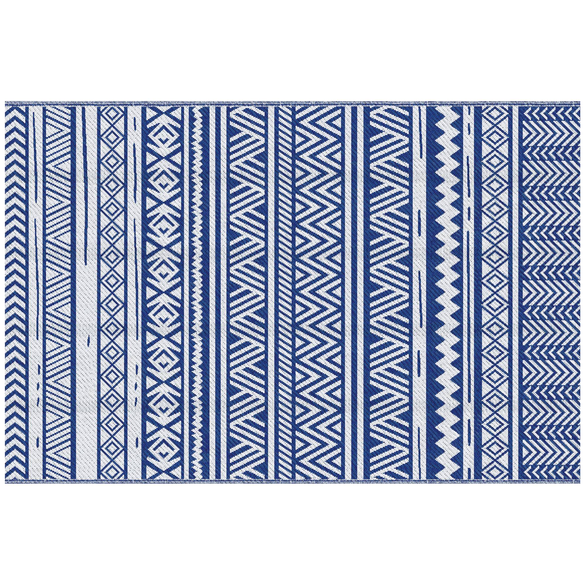 Tapis extérieur réversible Polypropylène Jardin terrasse Motif 182x274cm Bleu - ComfortXL Outdoor Living - Image 10