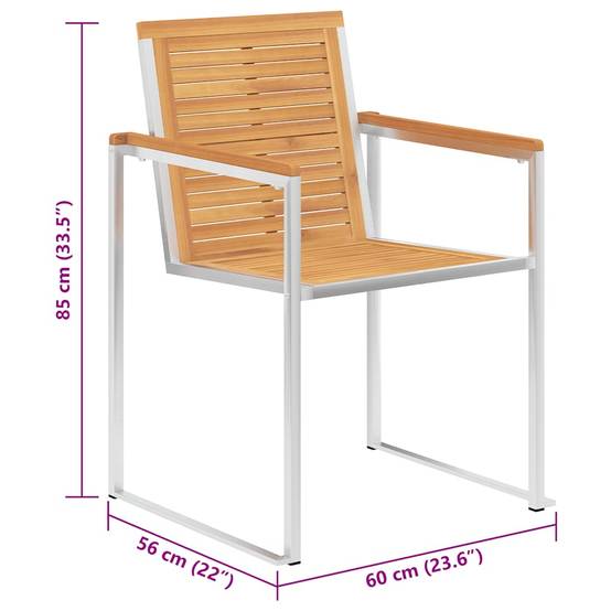 Vidaxl - Chaises de jardin avec coussins lot de 2 Teck solide et acier vidaXL 3061526 - Image 3