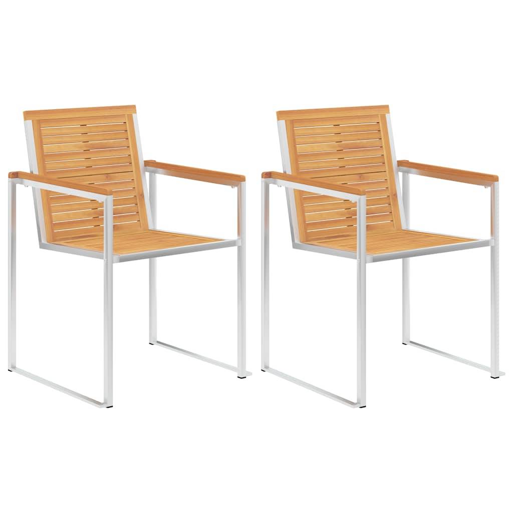 Vidaxl - Chaises de jardin avec coussins lot de 2 Teck solide et acier vidaXL 3061526 - Image 2