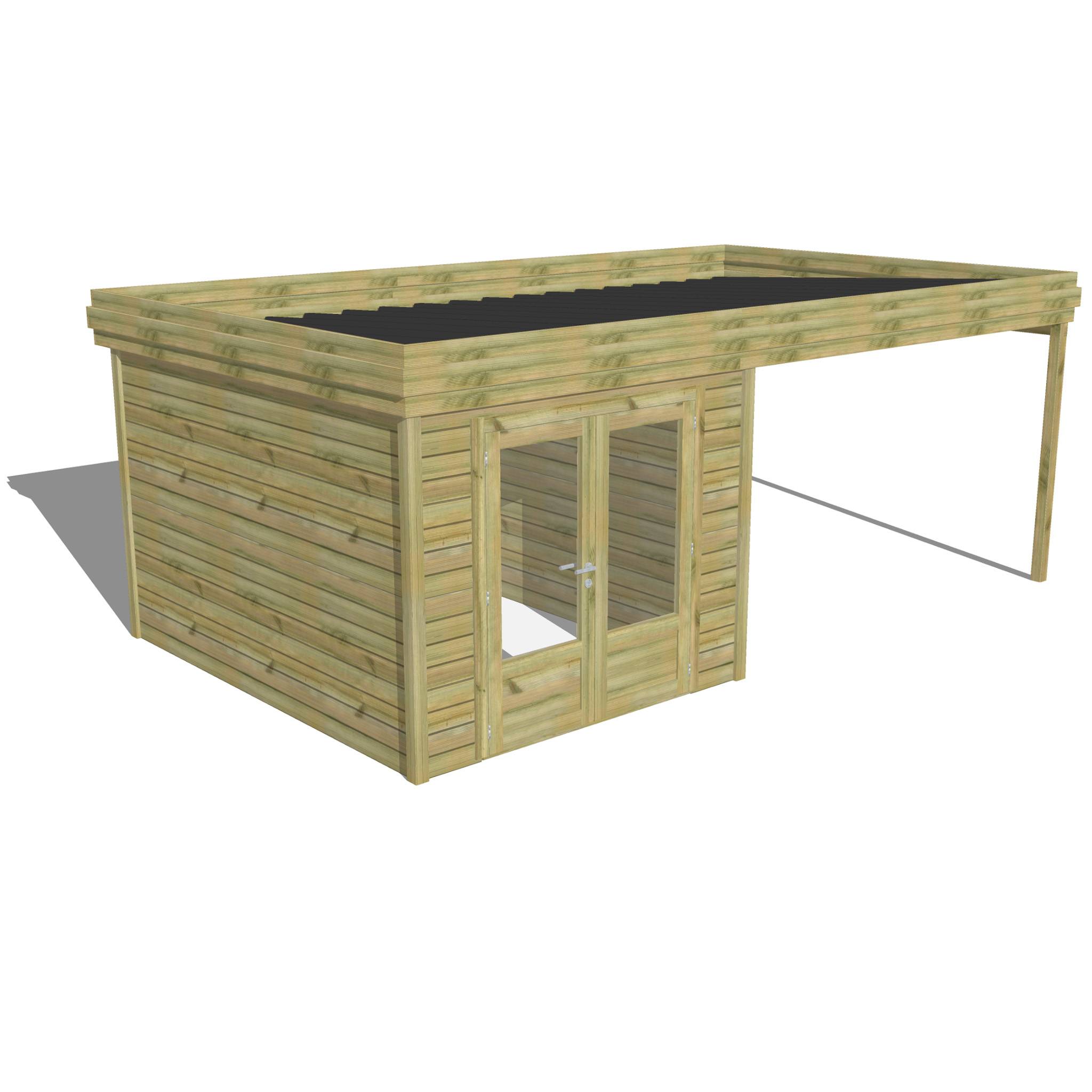Sans Marque - ABRI DE JARDIN bois autoclave 27mm - 6,14x3,44m / 21m2 - Bac acier - Abri Français - Image 1