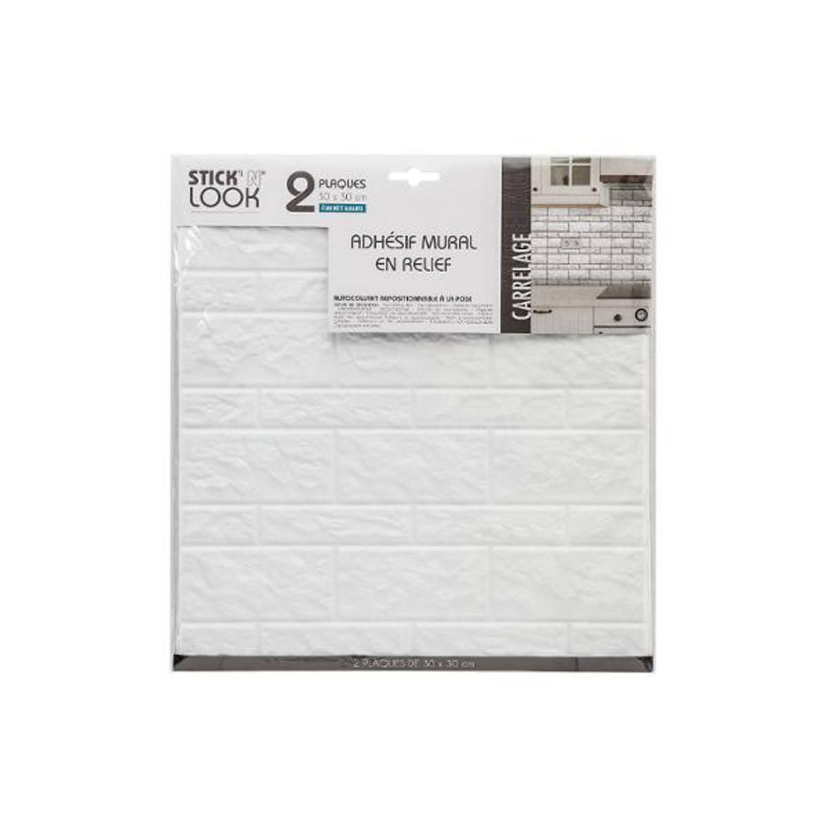 Lot de 2 Stickers Muraux "Pierre" 30x30cm Blanc - Image 3