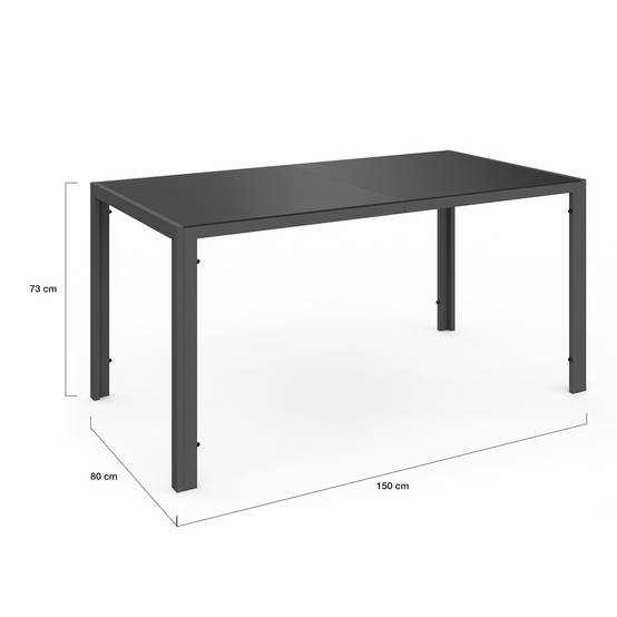 Salon de jardin MADRID table 150 CM et 6 chaises empilables gris anthracite - Image 5