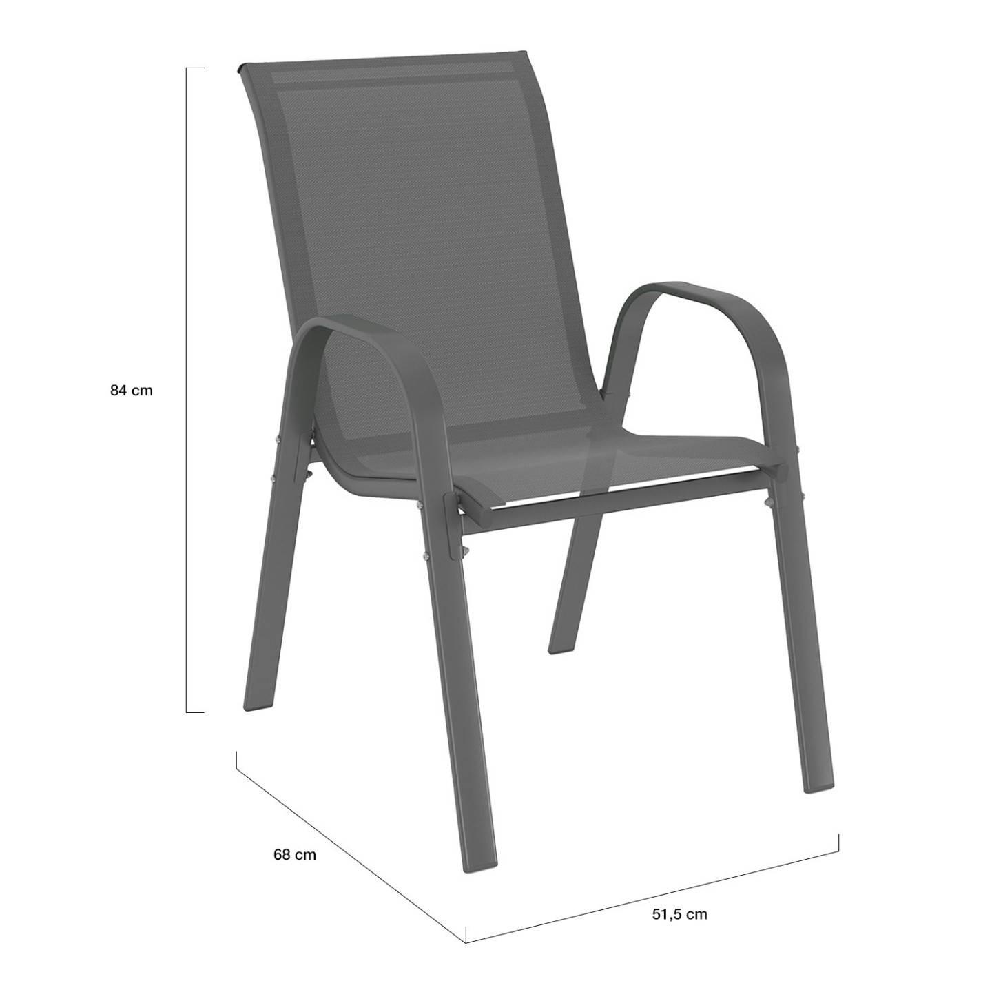 Salon de jardin MADRID table 150 CM et 6 chaises empilables gris anthracite - Image 6