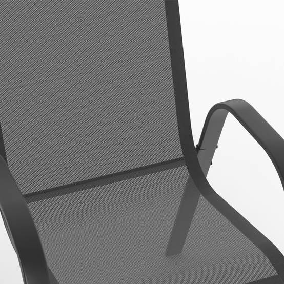 Salon de jardin MADRID table 150 CM et 6 chaises empilables gris anthracite - Image 8