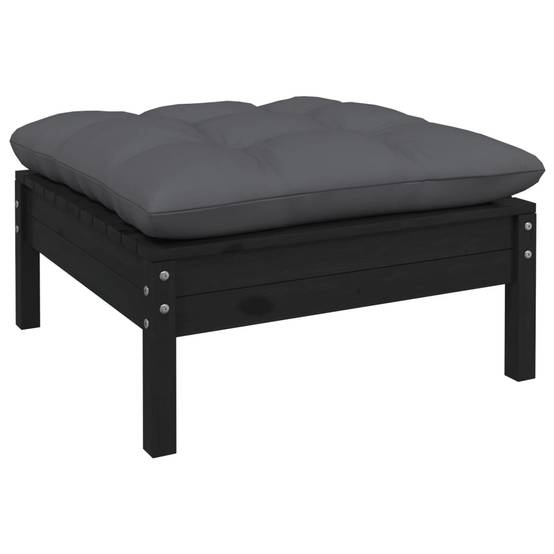 Helloshop26 - Salon de jardin meuble d'extérieur ensemble de mobilier 4 pièces avec coussins anthracite noir bois de pin - Imagen 5
