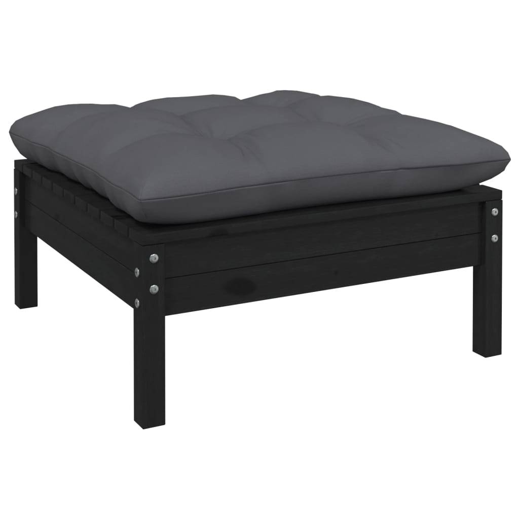 Helloshop26 - Salon de jardin meuble d'extérieur ensemble de mobilier 4 pièces avec coussins anthracite noir bois de pin - Imagen 5