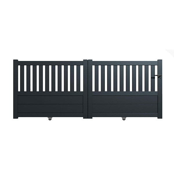 Portail Packit - Portail alu coulissant semi-ajouré en kit dim. L.3500 (entre piliers) X H.1300 mm  Gris (RAL 7016) - Imagen 1