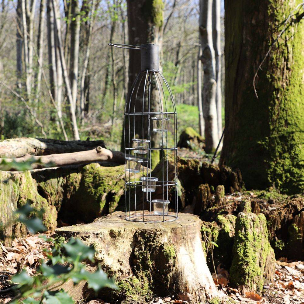~ Lanterne extérieure jardin à poser bougie ancienne métal gris 60 cm Chemin de campagne - Imagen 4