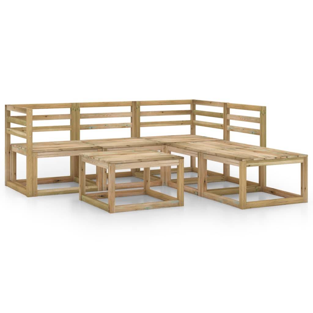 Helloshop26 - Salon de jardin meuble d'extérieur ensemble de mobilier 6 pièces bois de pin imprégné de vert - Imagen 1
