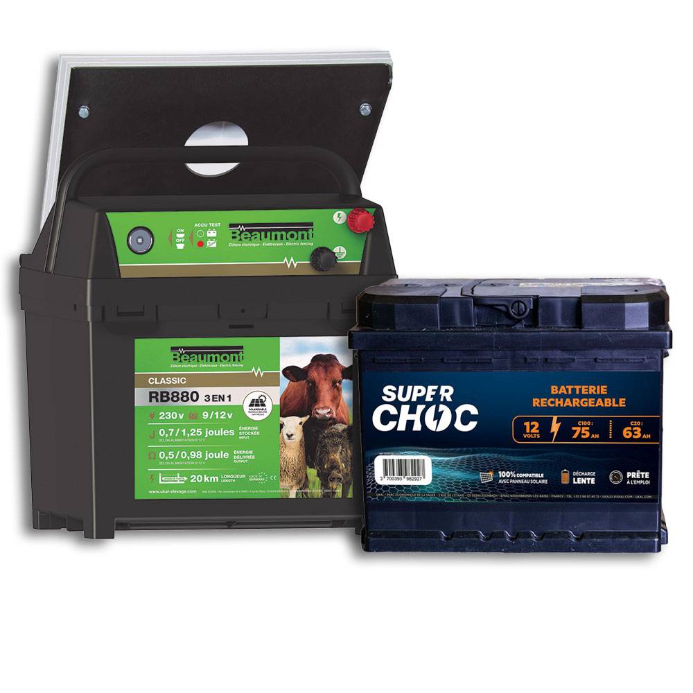 Beaumont - Poste mixte RB880 panneau solaire et batterie 12 V 75 Ah - Imagen 1