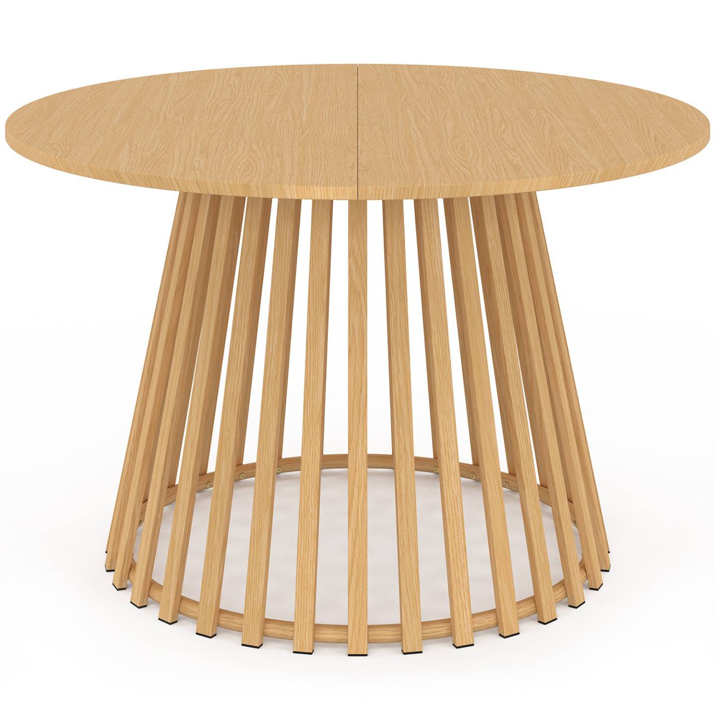Salon de jardin SOLAL table ronde 120 cm avec pied lattes en métal et 6 chaises de jardin avec lanières et coussins beiges - Image 3