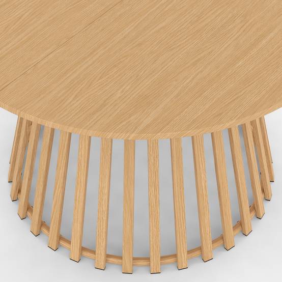 Salon de jardin SOLAL table ronde 120 cm avec pied lattes en métal et 6 chaises de jardin avec lanières et coussins beiges - Image 6