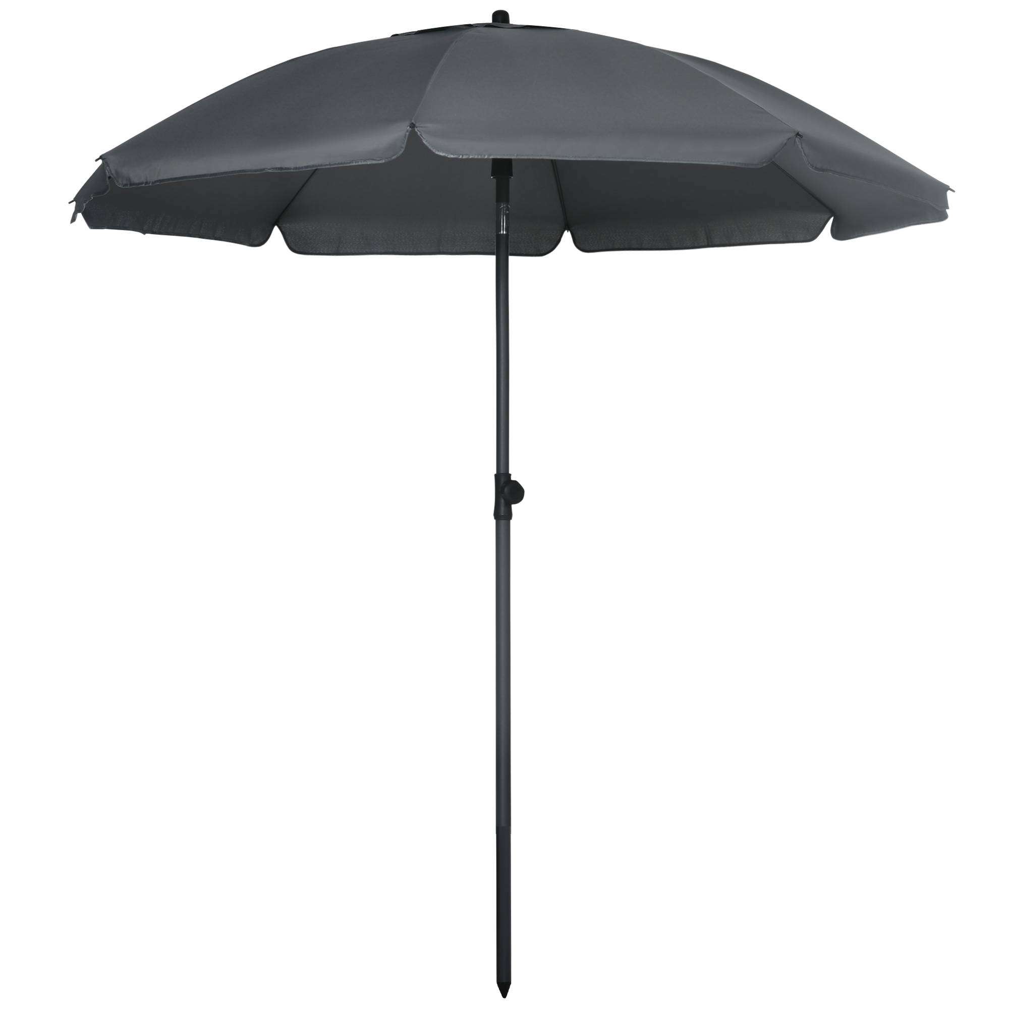 Parasol plage UV50+, mat Ø32 mm, toit ajustable Ø180x209 cm, gris fonce - Image 2