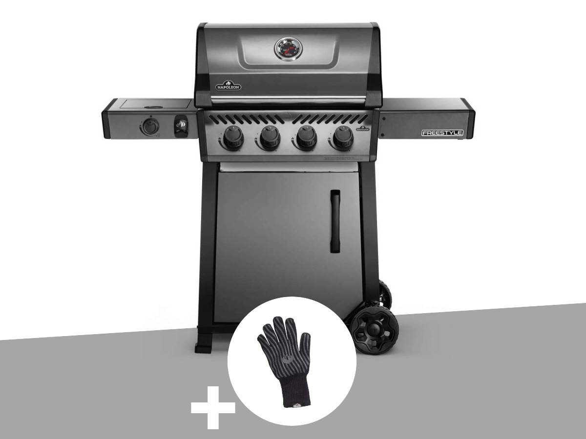 Napoleon - Barbecue à gaz Freestyle F425SIB - 4 bûleurs + Sizzle Zone + Gant anti-chaleur - Napoleon