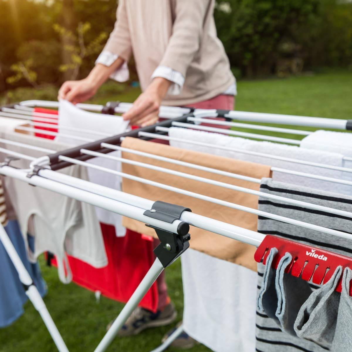 Séchoir à linge Double 187 x 57 x H94 cm Etendage pliable Tube Anti-plis VILEDA - Image 4