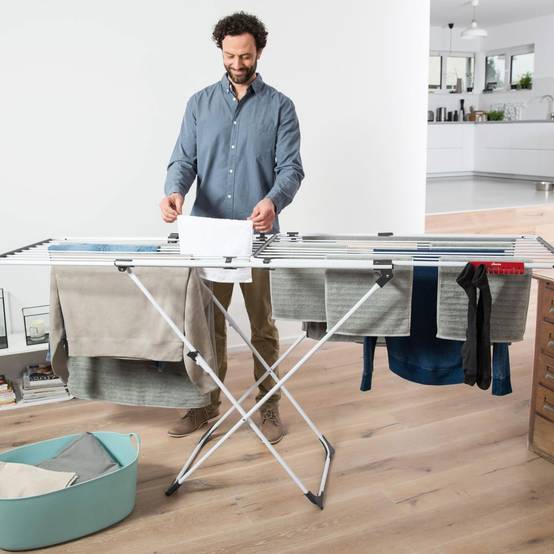 Séchoir à linge Double 187 x 57 x H94 cm Etendage pliable Tube Anti-plis VILEDA - Image 6