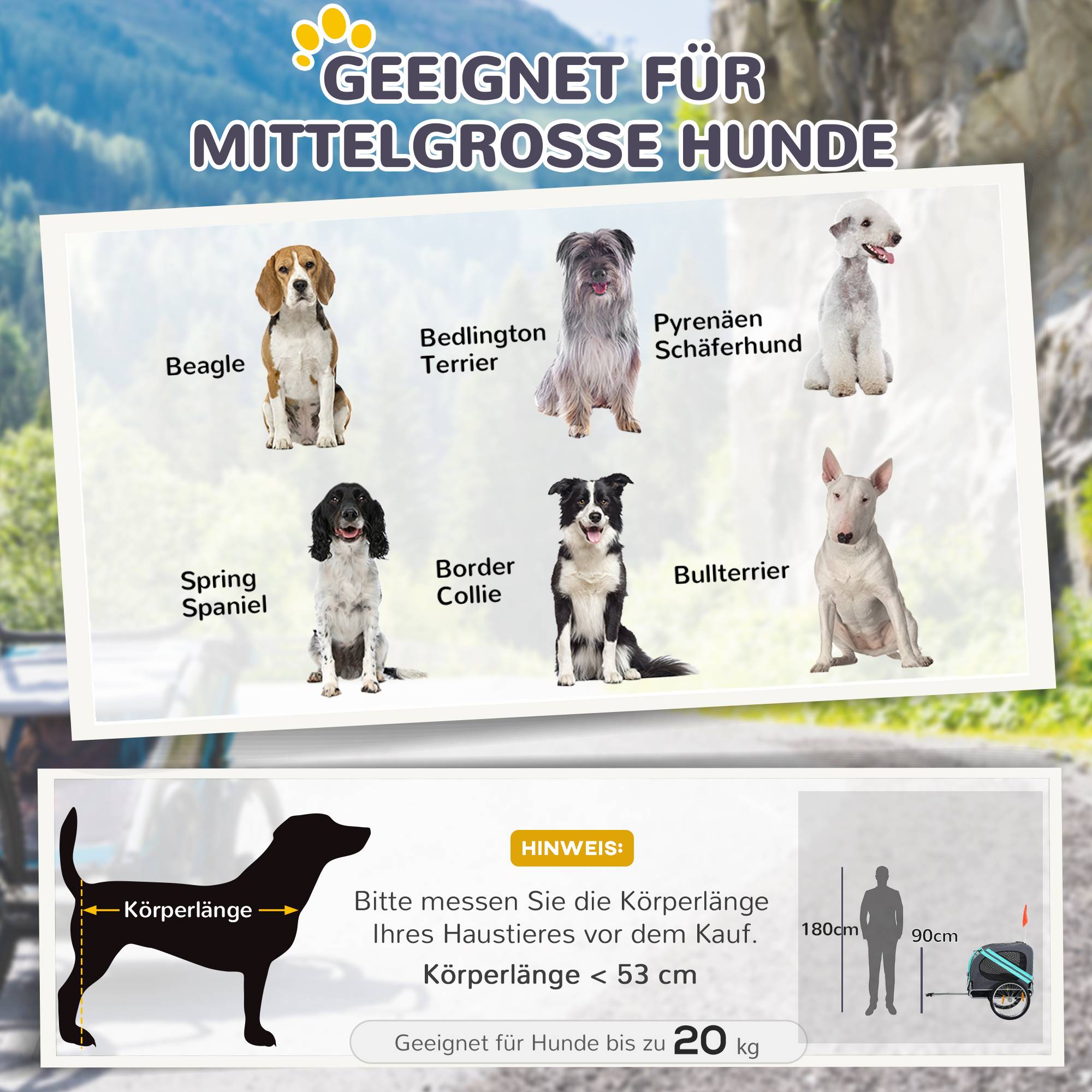 Remorque animal chien vélo pliable protection pluie acier gris+vert 130 x 73 x 90 cm - Image 6