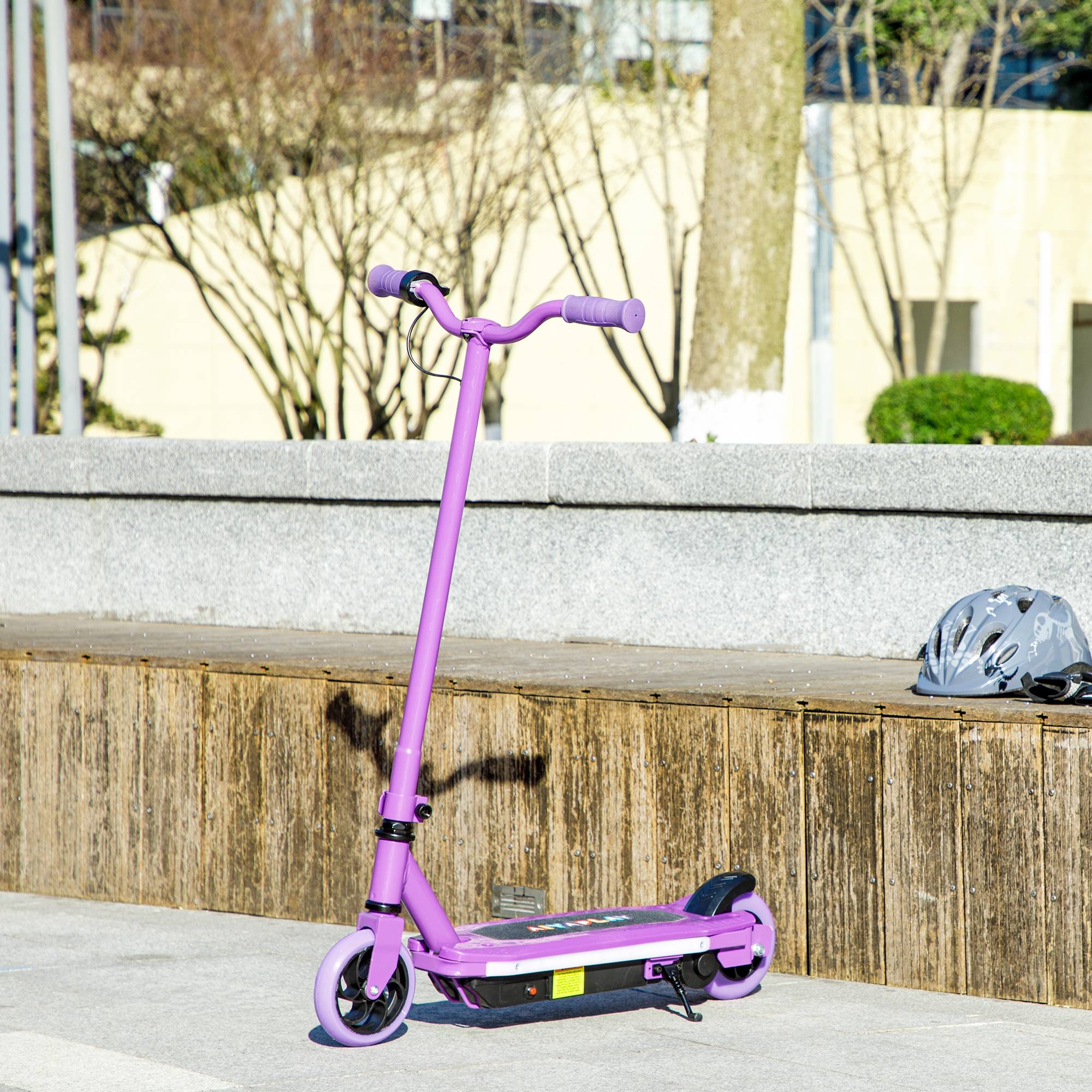 Sans Marque - Trottinette électrique enfants 6-14 ans 10 km/h lumières LED colorées frein électrique violet - Image 4