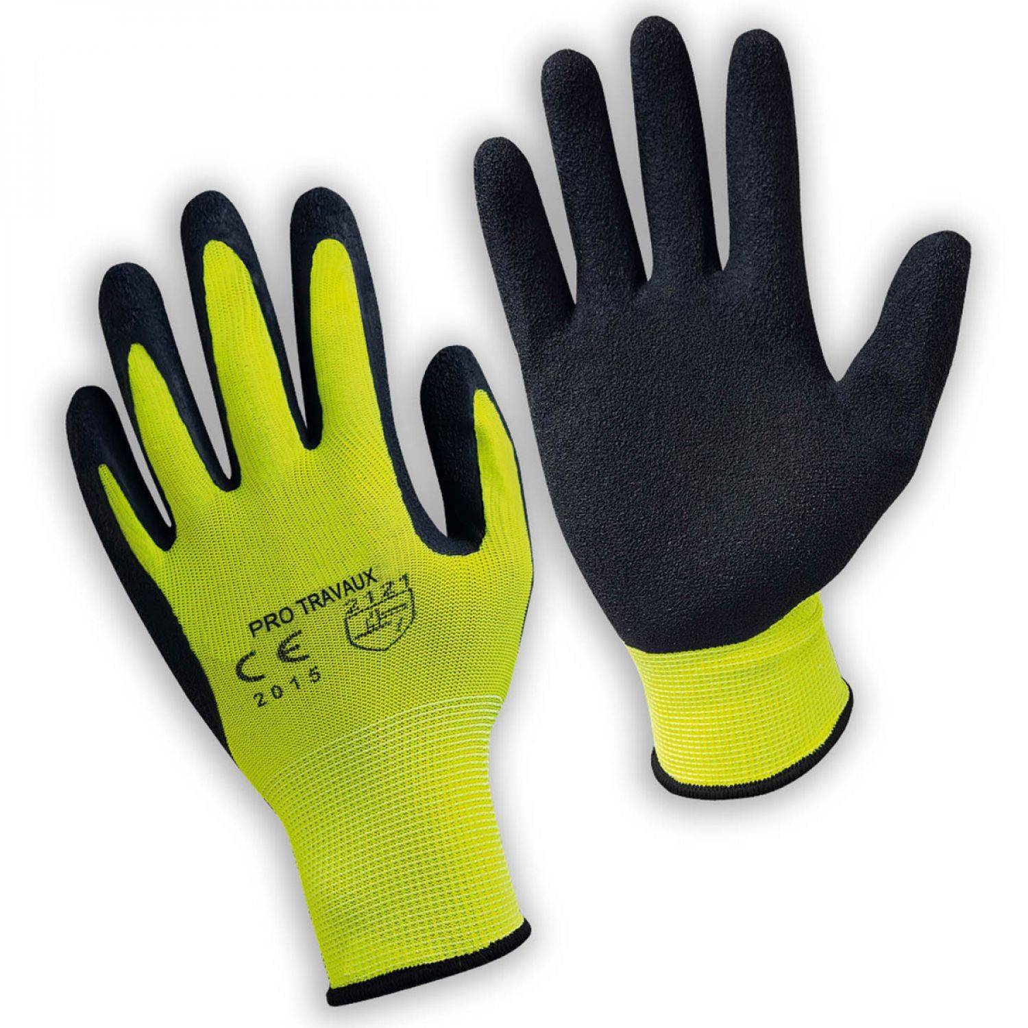 Linxor - Paire de gants de protection pro travaux en polyamide et mousse de latex - Taille 8 - M - Jaune - Linxor